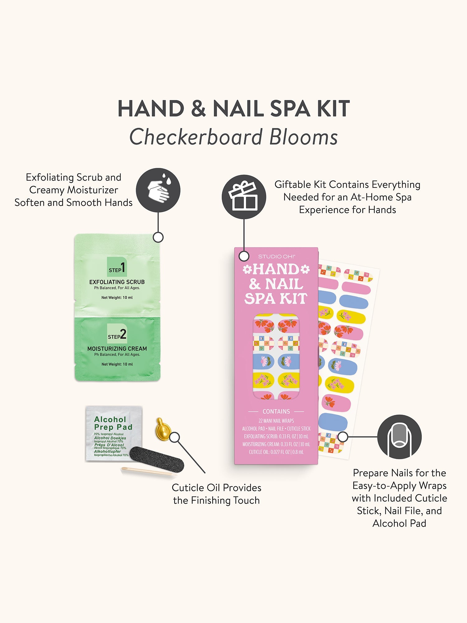 Checkerboard Blooms Hand & Nail Spa Kit