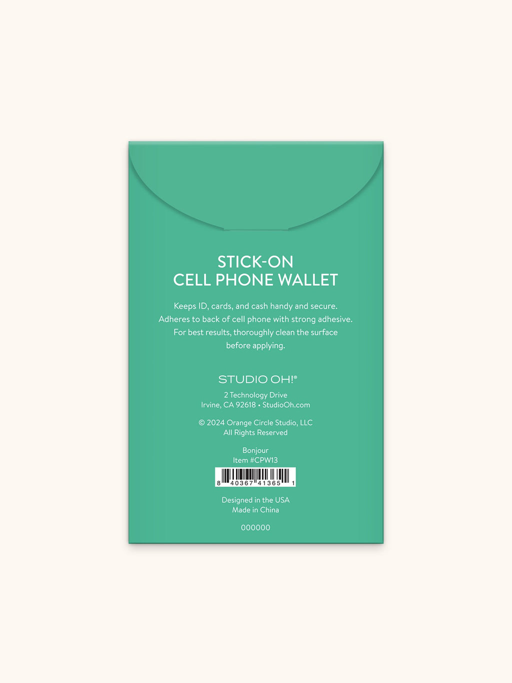 Bonjour Stick-On Cell Phone Wallet