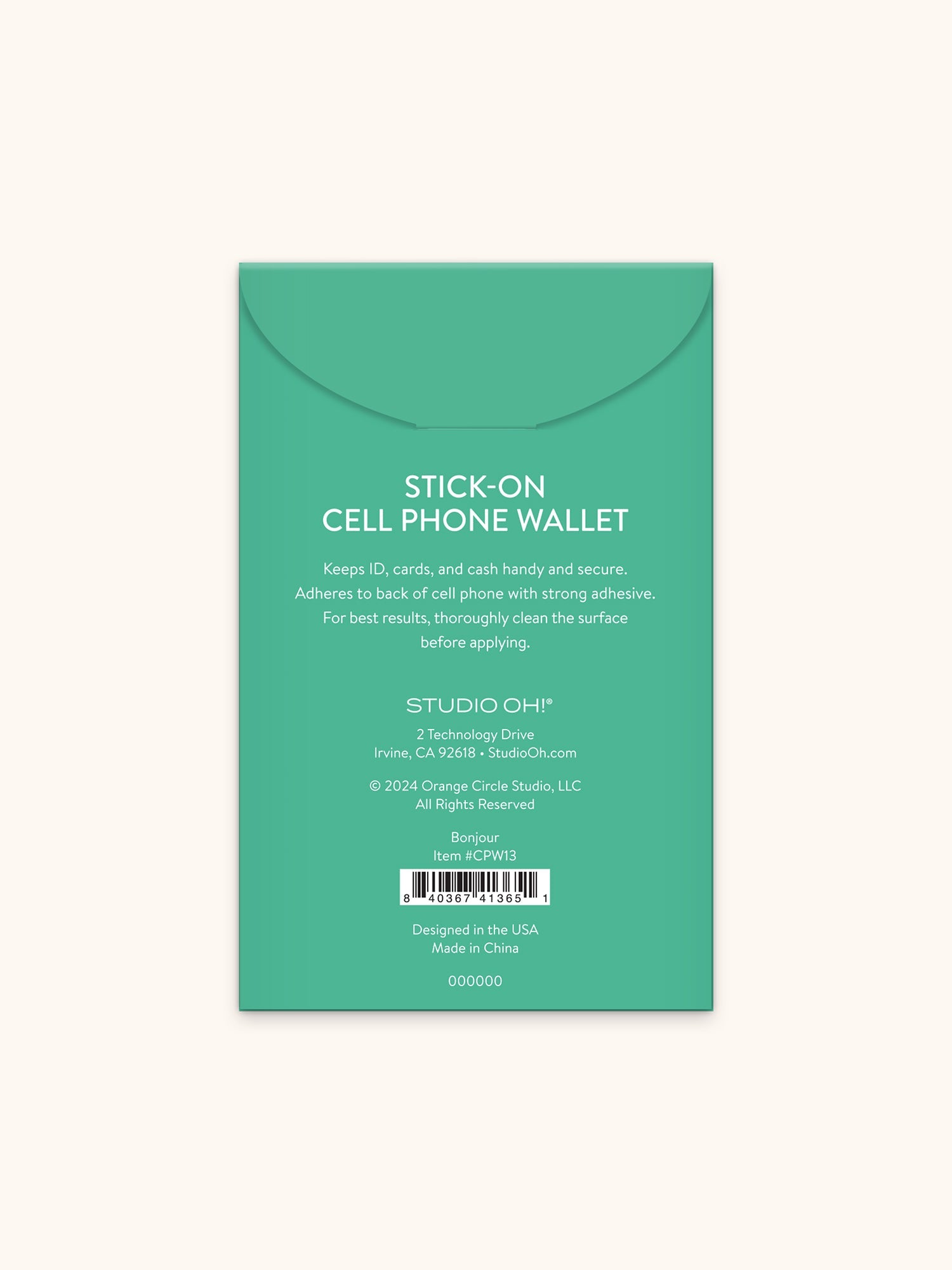 Bonjour Stick-On Cell Phone Wallet