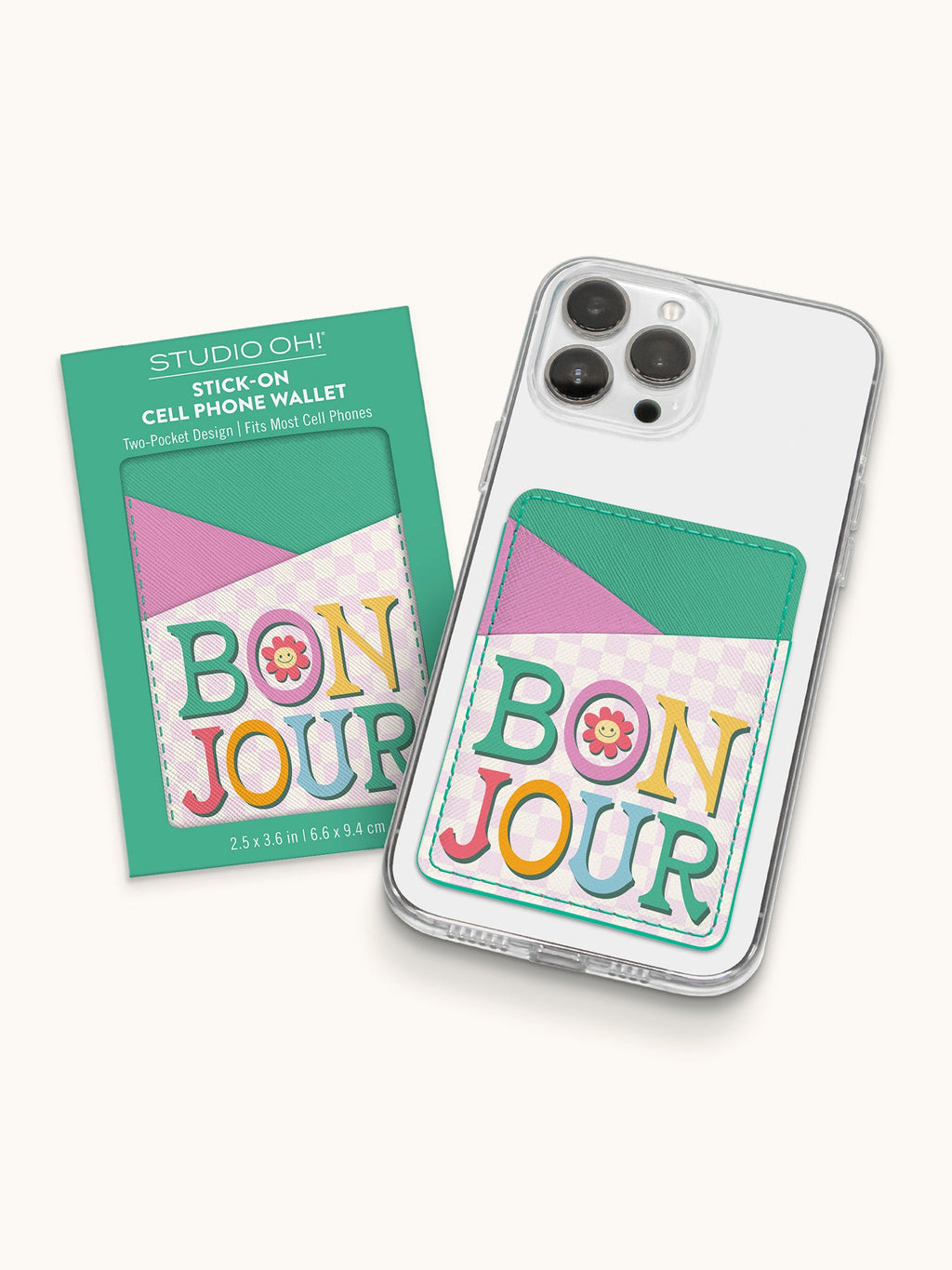 Bonjour Stick-On Cell Phone Wallet