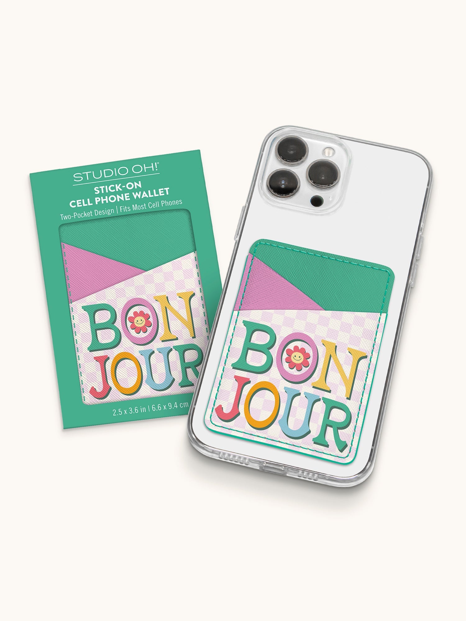 Bonjour Stick-On Cell Phone Wallet