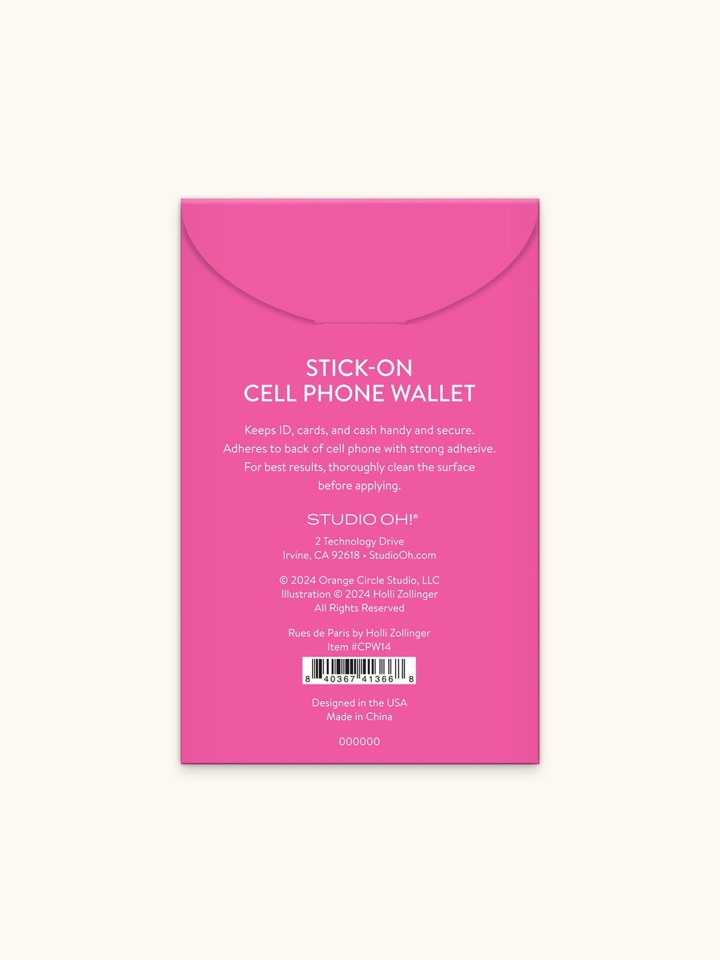 Rues De Paris Stick-On Cell Phone Wallet