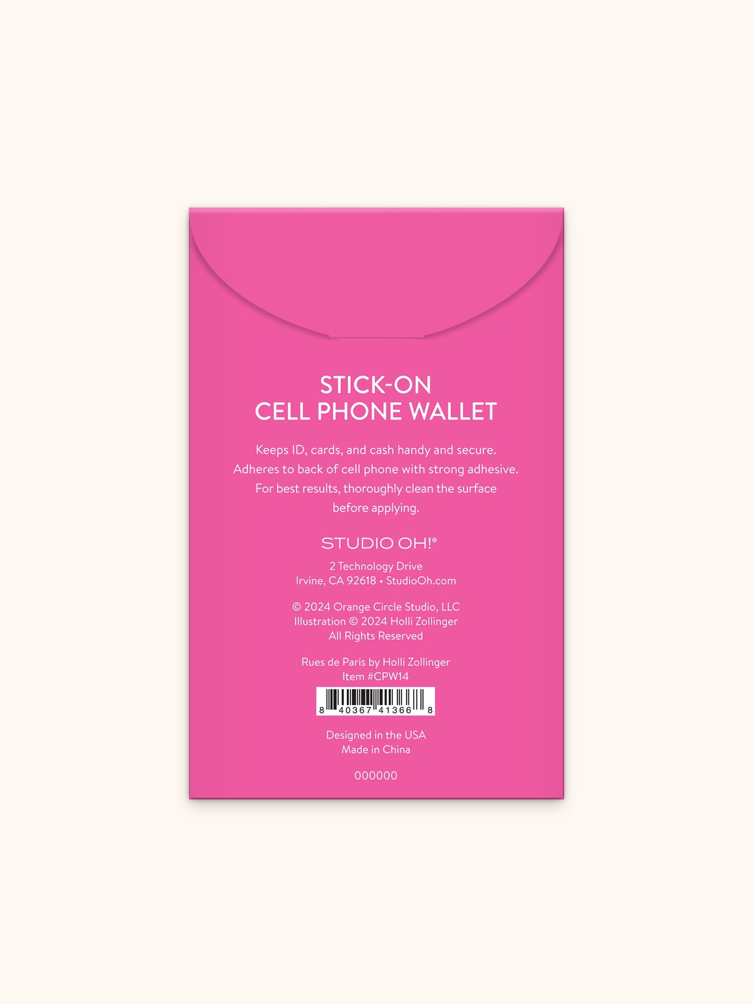 Rues De Paris Stick-On Cell Phone Wallet