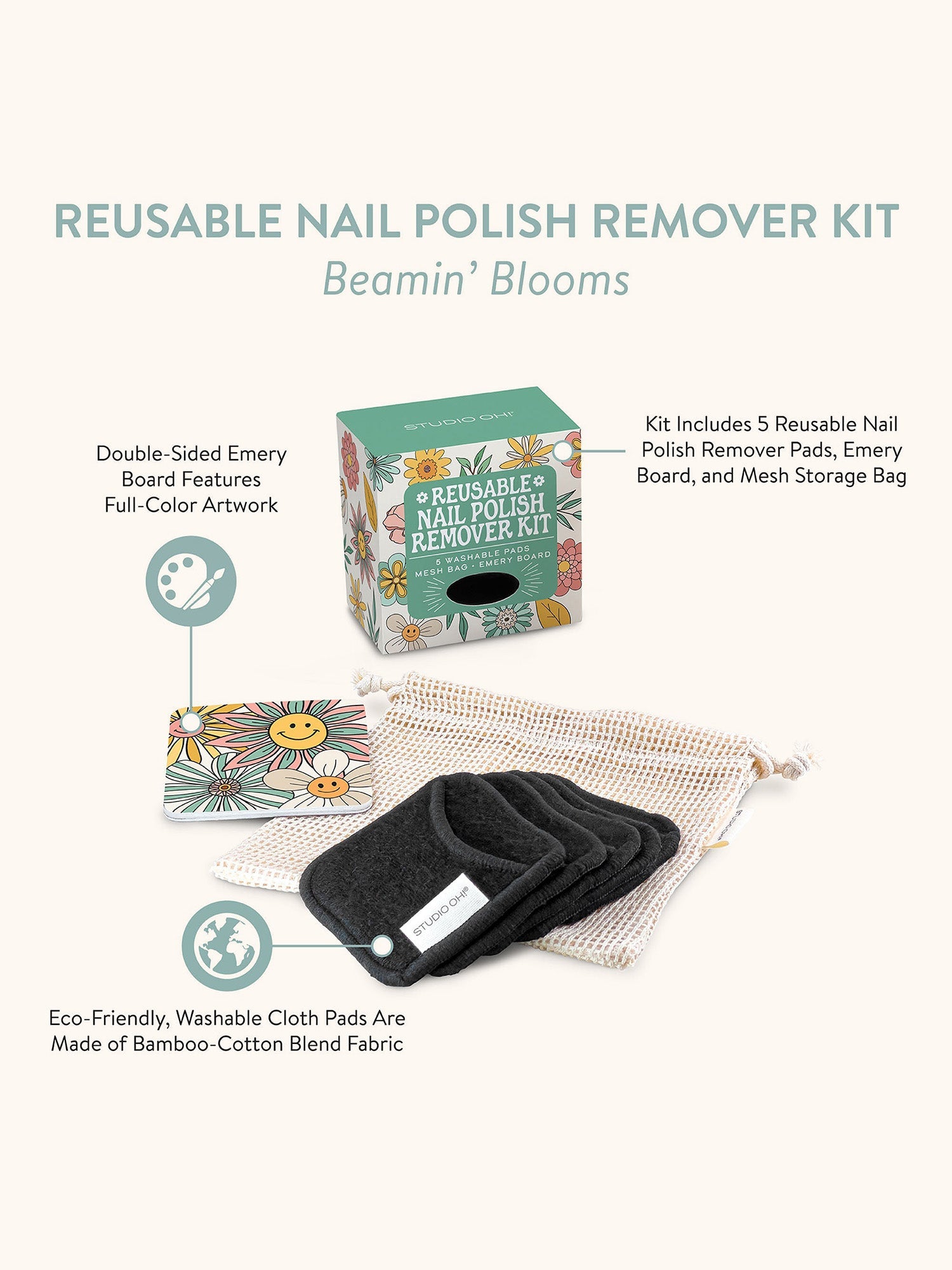 Beamin' Blooms Reusable Nail Polish Remover Kit