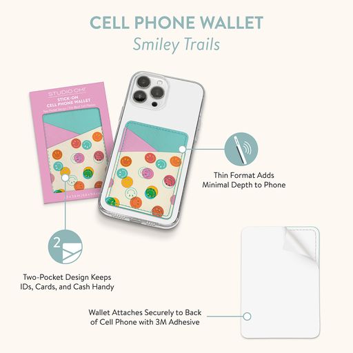 Smiley Trails Stick-On Cell Phone Wallet